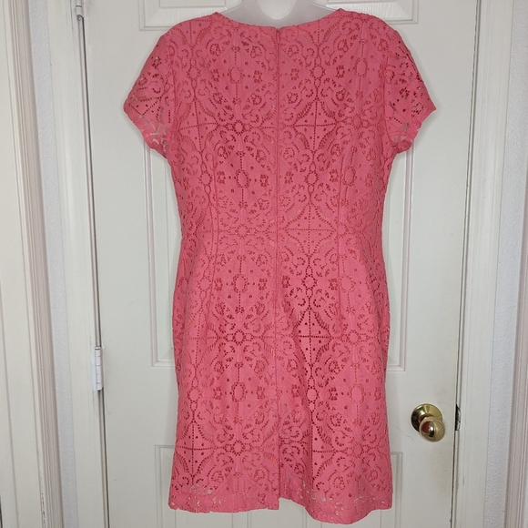 Banana Republic Short Shift Lace Dress Lined Coral‎ Women's Size 12P - Picture 2 of 12